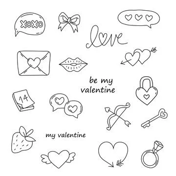Set of Valentine doodle elements. Stock-Illustration