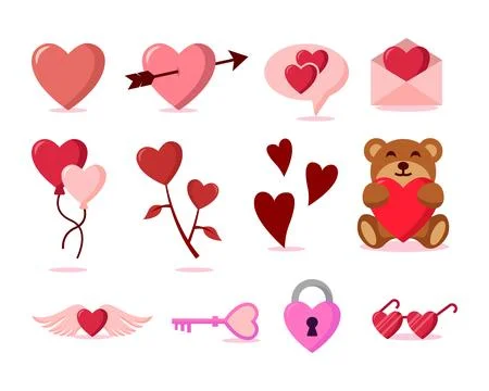 Set of valentine element vector illustration Stock Illustration