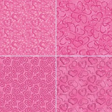 Set of valentine hearts seamless patterns Stock Illustration