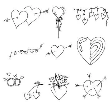 Set of valentine love elements Illustrazione stock