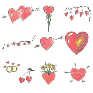 Set of valentine love elements Illustrazione stock