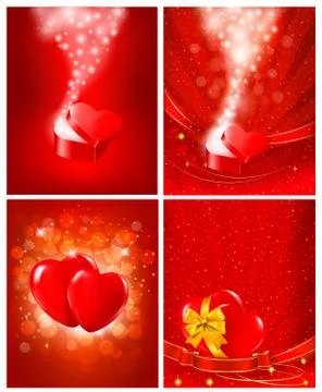 Set of valentine`s day backgrounds. vector illustration. Stock Illustration