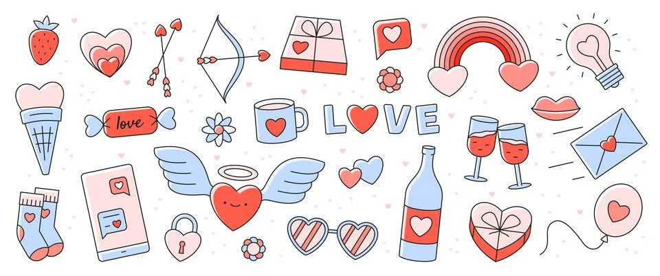 Set of Valentines Day elements Illustrazione stock