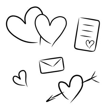 Set Valentine's day sketch, vector. Stock Illustration