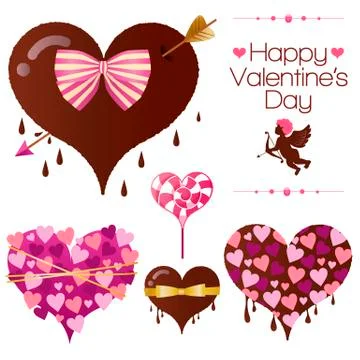 Set of valentine's heart candy Stock Illustration