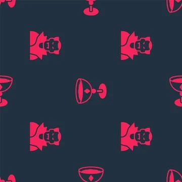 Set Vampire and Medieval goblet on seamless pattern. Vector Stock Illustration