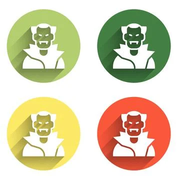Set Vampire icon isolated with long shadow background. Happy Halloween part.. Stock Illustration
