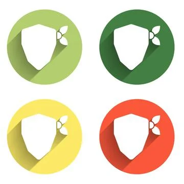 Set Vandal icon isolated with long shadow background. Color circle button. .. Stock Illustration