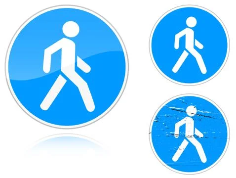 Set of variants a footpath - road sign Stock Illustration