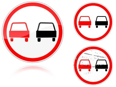 Set of variants a no passing - road sign Stock Illustration