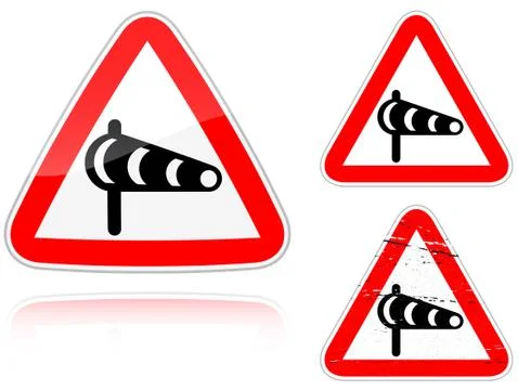 Set of variants a sidewind - road sign Illustrazione stock