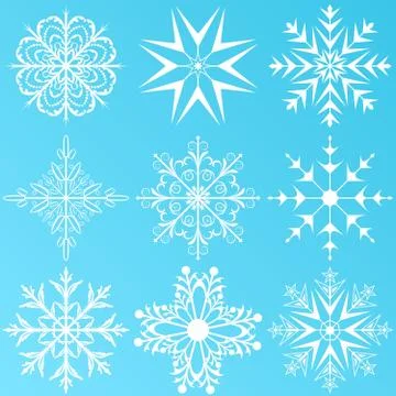 Set variation snowflakes isolated Stock Illustration