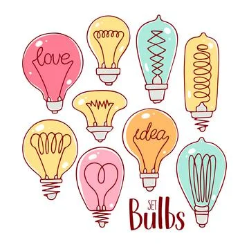 Set of varicolored lightbulbs Stock Illustration
