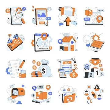 Set of Variety of Flat Illustrations Stock Illustration