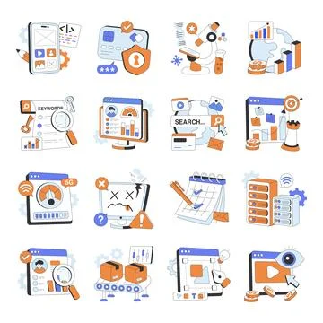 Set of Variety of Flat Illustrations Illustration