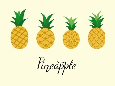 Set with a variety of stylized pineapples. Stock Illustration