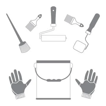 Set a variety of tools and accessories for painting Stock Illustration