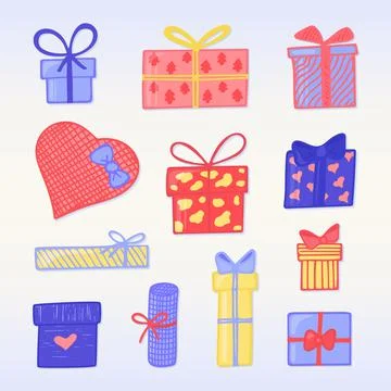 Set of varios Gift Boxes. Stock Illustration