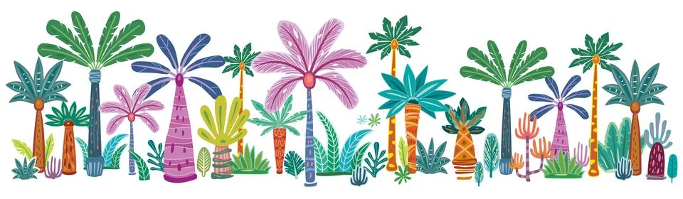 Set of Various abstract decorative Palms Stock Illustration