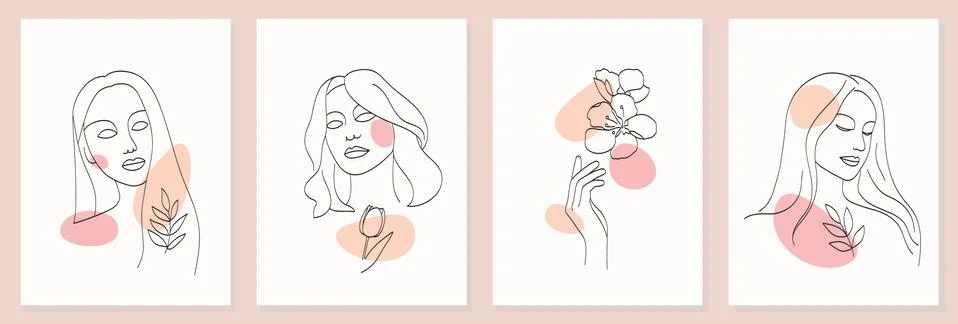 A set of various abstract faces and shapes,flowers Stock Illustration