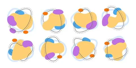 Set of various abstract liquid blob and fluid organic shapes and dynamic element Stock Illustration