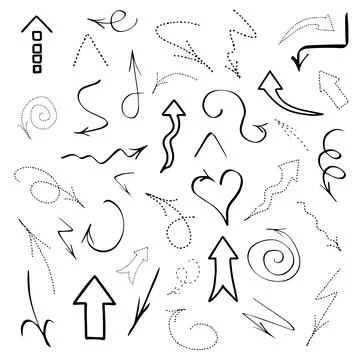 A set of various arrows. Black pointers Illustrazione stock