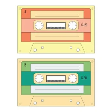 Set of various audio cassette tapes Stock Illustration