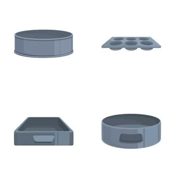 Set of various baking pans icons 库存插图