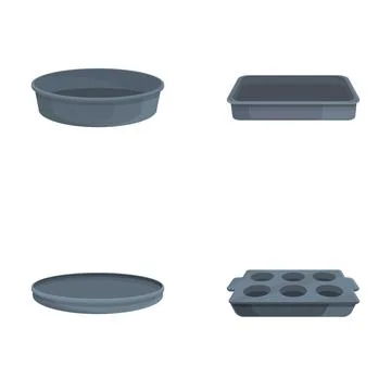 Set of various baking trays and pans icons Stockillustratie