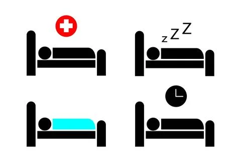 Set of various bed icons,simple element illustration.Flat design Illustrazione stock