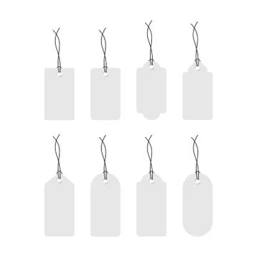 Set of various blank white paper tags, labels, stickers. Isolated vector elem Stock Illustration