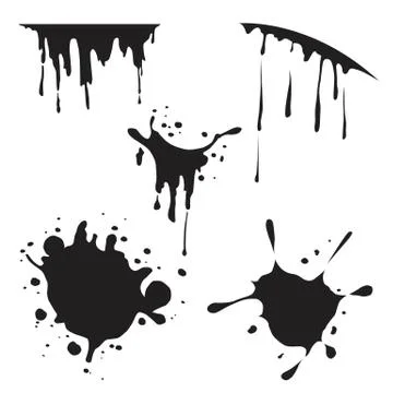 Set of various blood splashes isolated on white background Stock Illustration