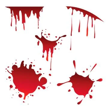 Set of various blood splashes isolated on white background Stock Illustration