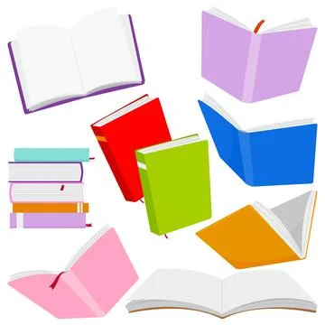 Set of various books. Vector illustration Stock Illustration