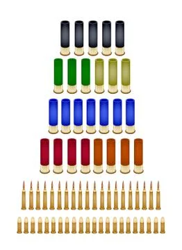 Set of Various Bullets on White Background Stock Illustration