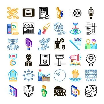 Set of various business and technology icon glyphs 스톡 일러스트
