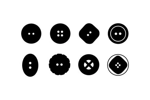 Set of Various Button Silhouettes. Vector icon. Stock Illustration