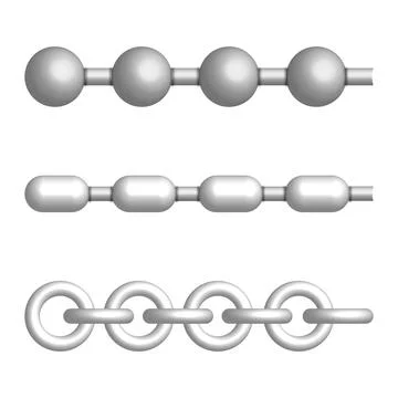 Set of various chains, 3D vector illustration. Stock Illustration