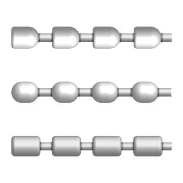 Set of various chains, 3D vector illustration. Stock Illustration