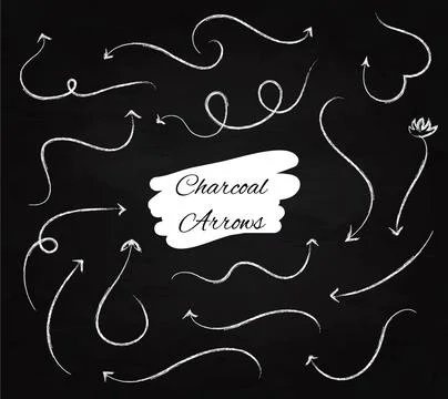 Set of various charcoal arrows Illustrazione stock