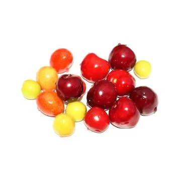 Set of various cherries isolated on white background Stock Photos