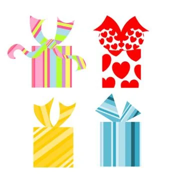 Set of various colorful present boxes. gifts for christmas Stock Illustration