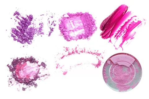Set of various crushed eyeshadows and powder Stock Photos