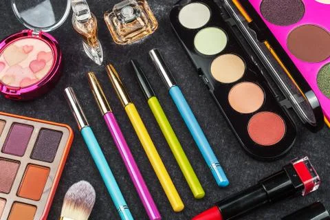 Set of various decorative cosmetics Stock Photos