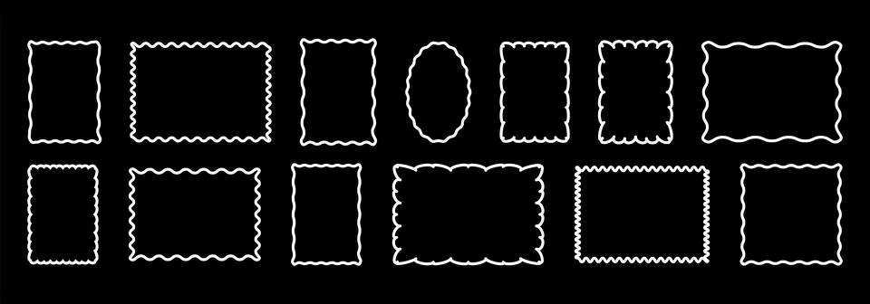 Set of various decorative postage stamp borders and scalloped edge frames Stock Illustration
