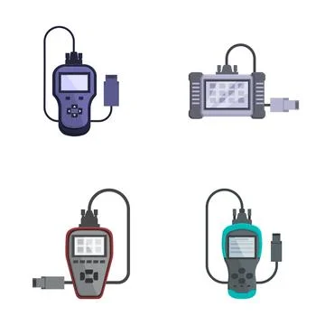 Set of various digital multimeters on white background Stock Illustration