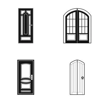 Set of various doors isolated on white background Illustration