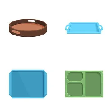 Set of various empty serving trays vector icons Stock Illustration