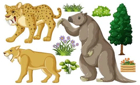 Set of various extinct animals Stock Illustration