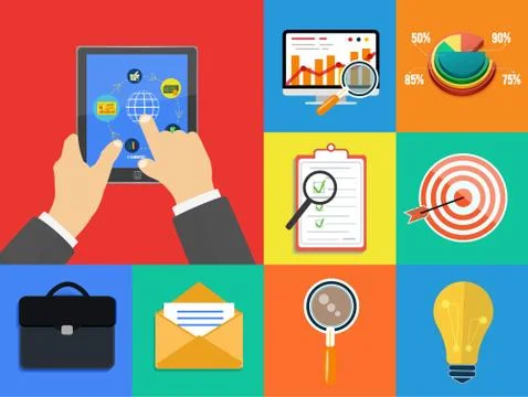 Set of various financial service items Stock Illustration